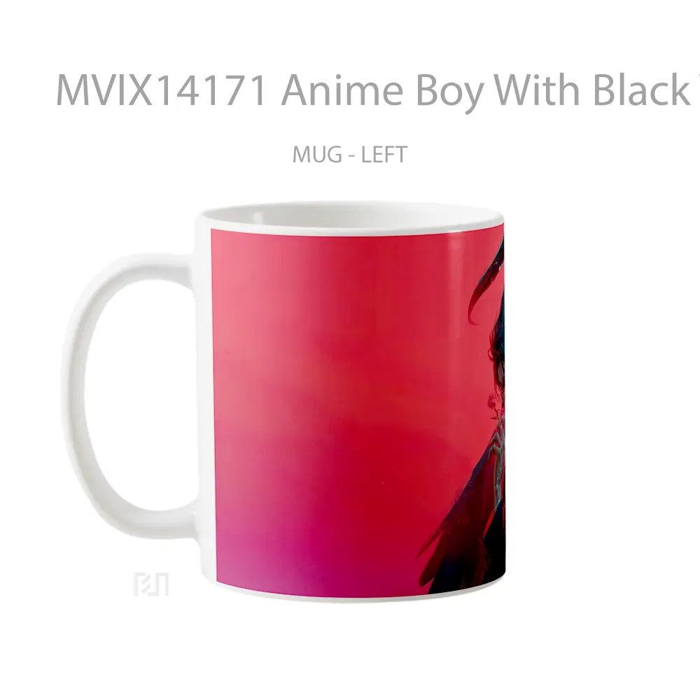 Mug Anime Boy With Black Wings Cangkir Anime - All-side / Desain