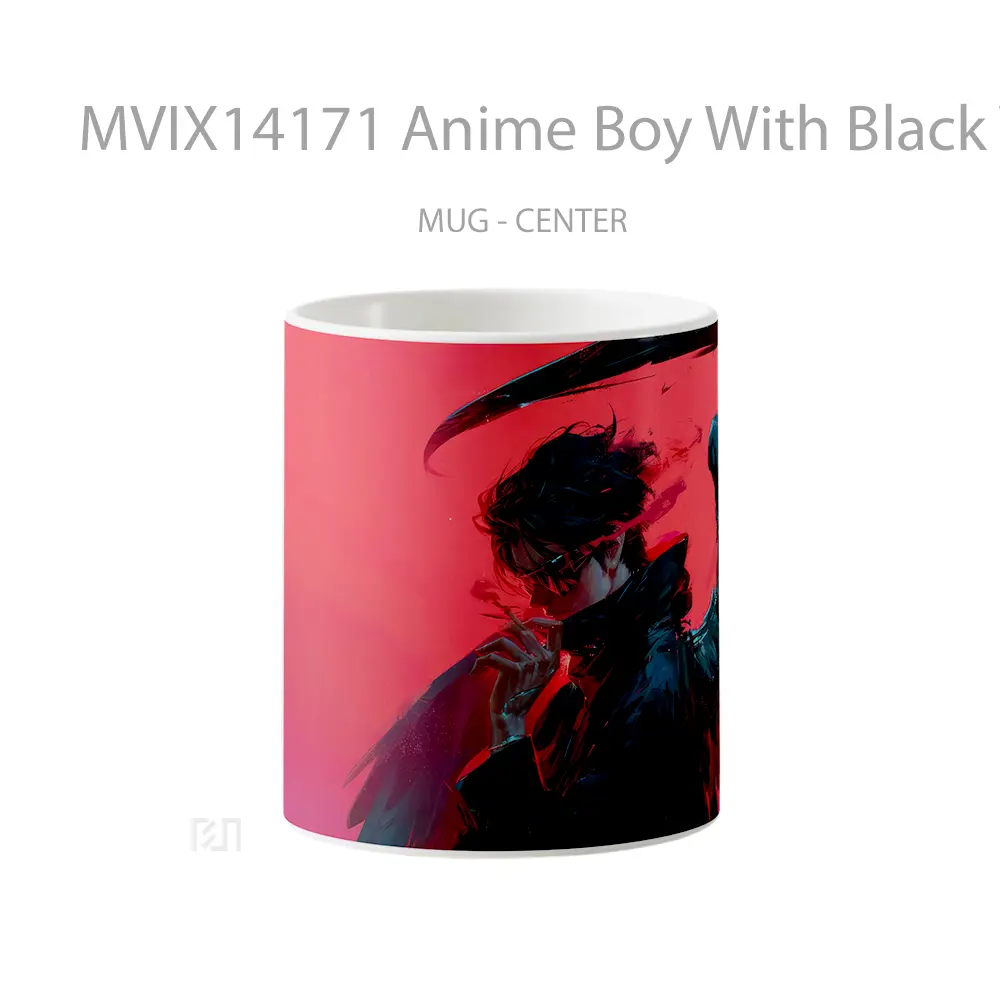Mug Anime Boy With Black Wings Cangkir Anime
