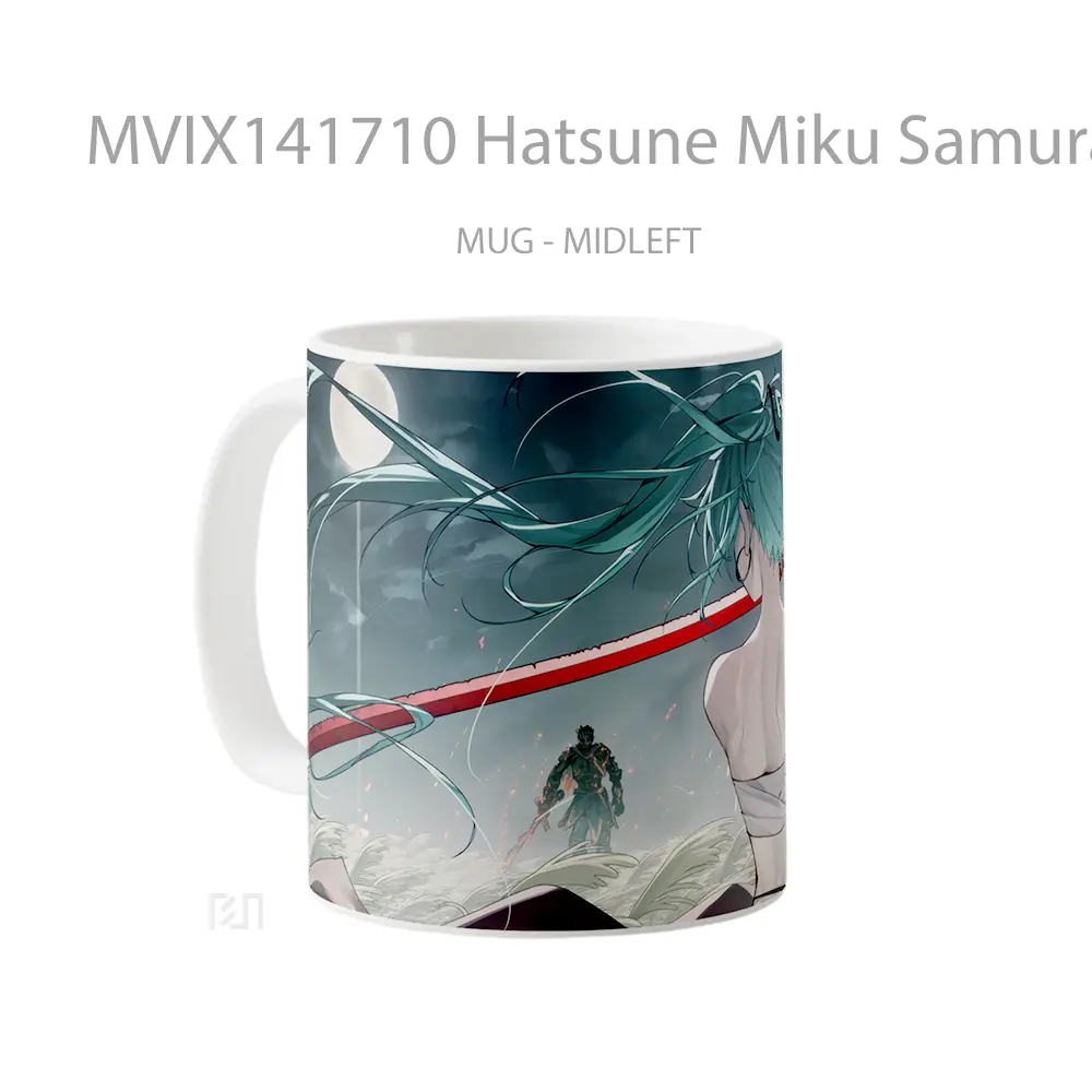 Mug Hatsune Miku Samurai Katana Sword Anime Girl Cangkir Anime - All-side / Desain