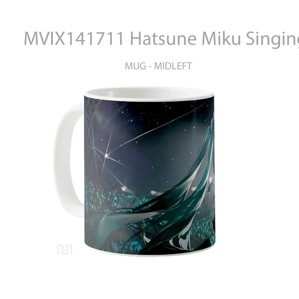 Mug Hatsune Miku Singing Playing Guitar Anime Girl Cangkir Anime - All-side / Desain