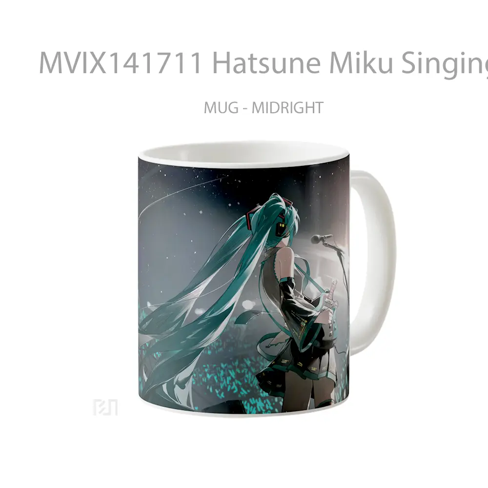 Mug Hatsune Miku Singing Playing Guitar Anime Girl Cangkir Anime - All-side / Desain