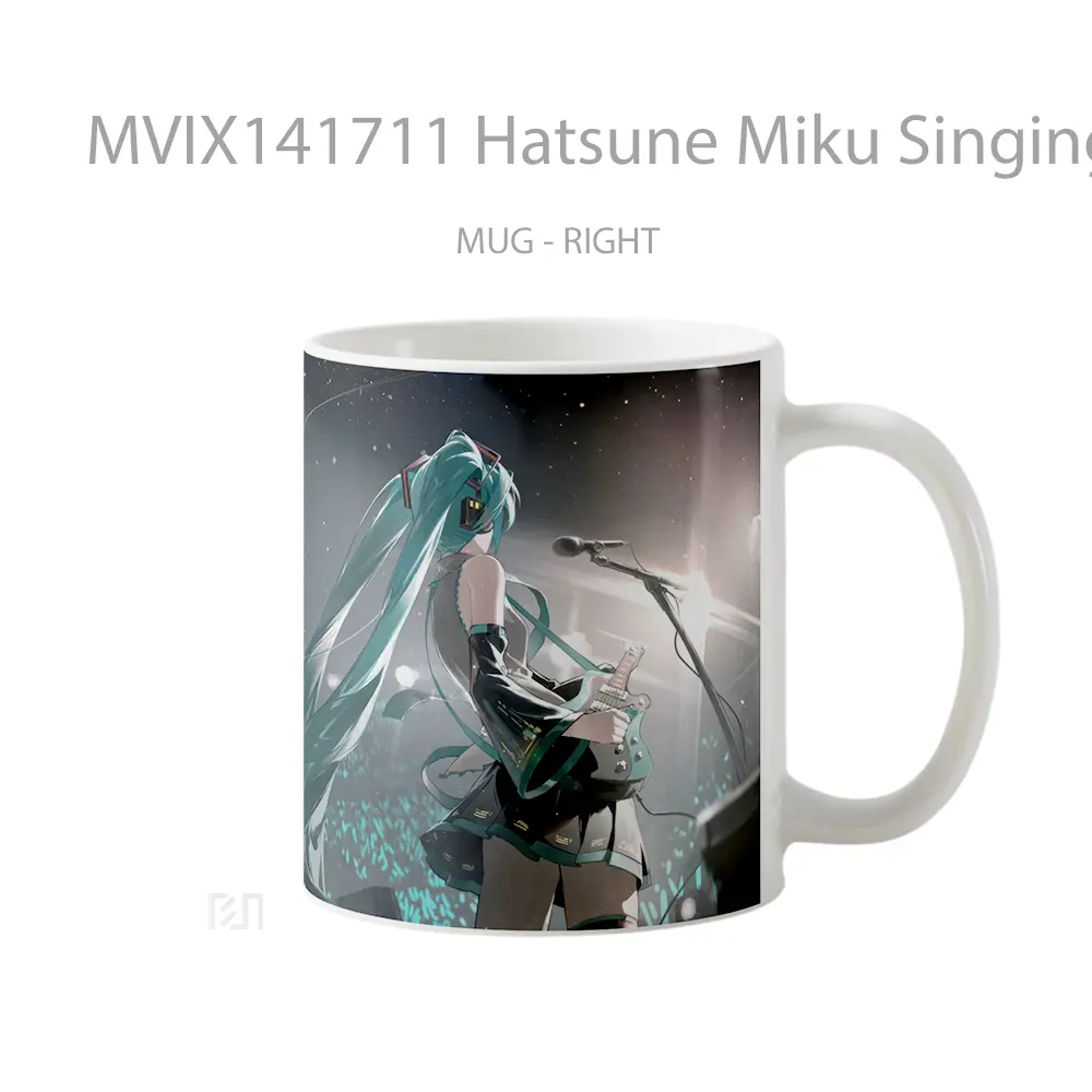 Mug Hatsune Miku Singing Playing Guitar Anime Girl Cangkir Anime - All-side / Desain
