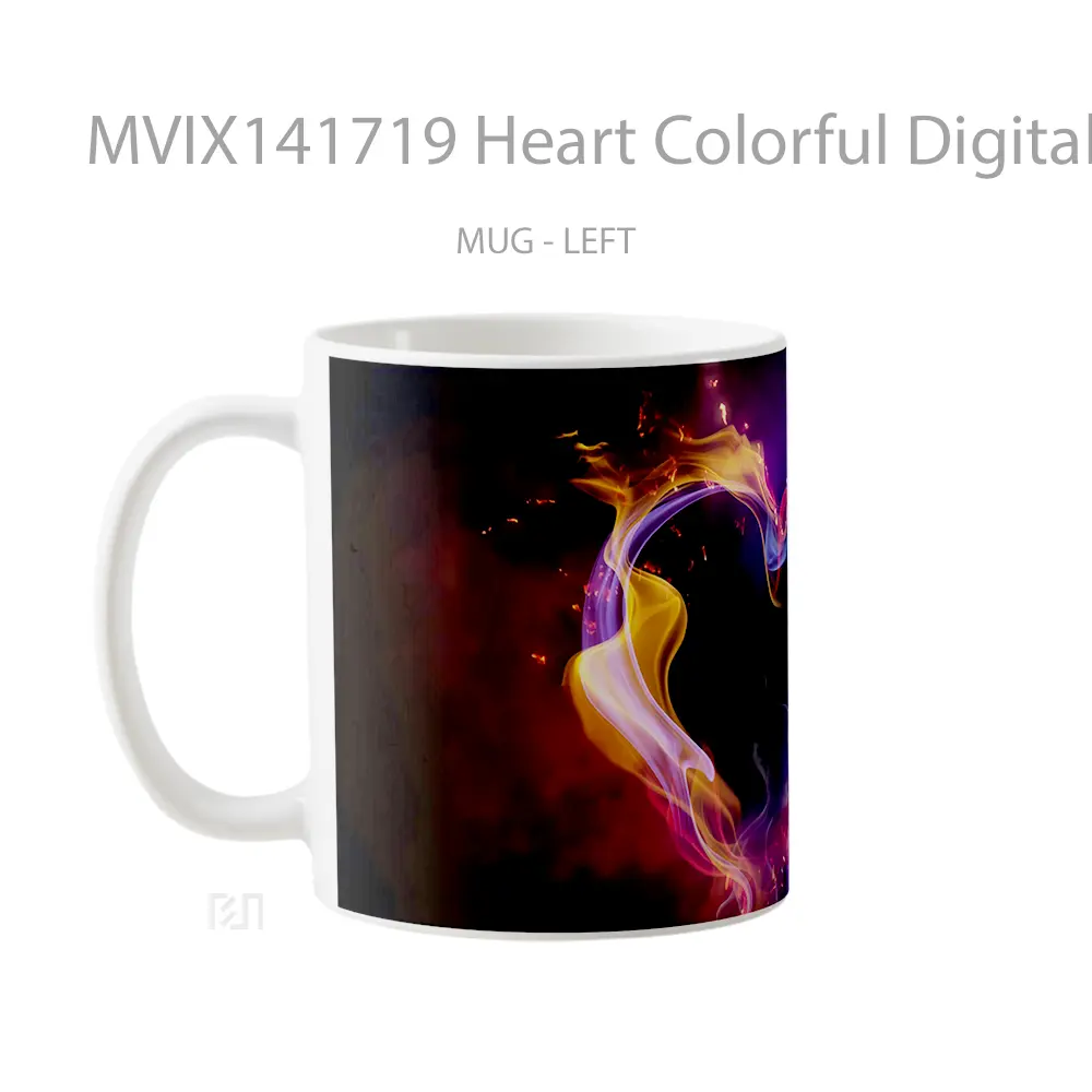 Mug Heart Colorful Digital Art Gelas Keramik Unik - All-side / Desain