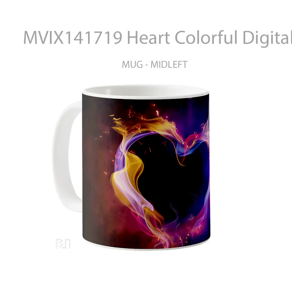 Mug Heart Colorful Digital Art Gelas Keramik Unik - All-side / Desain