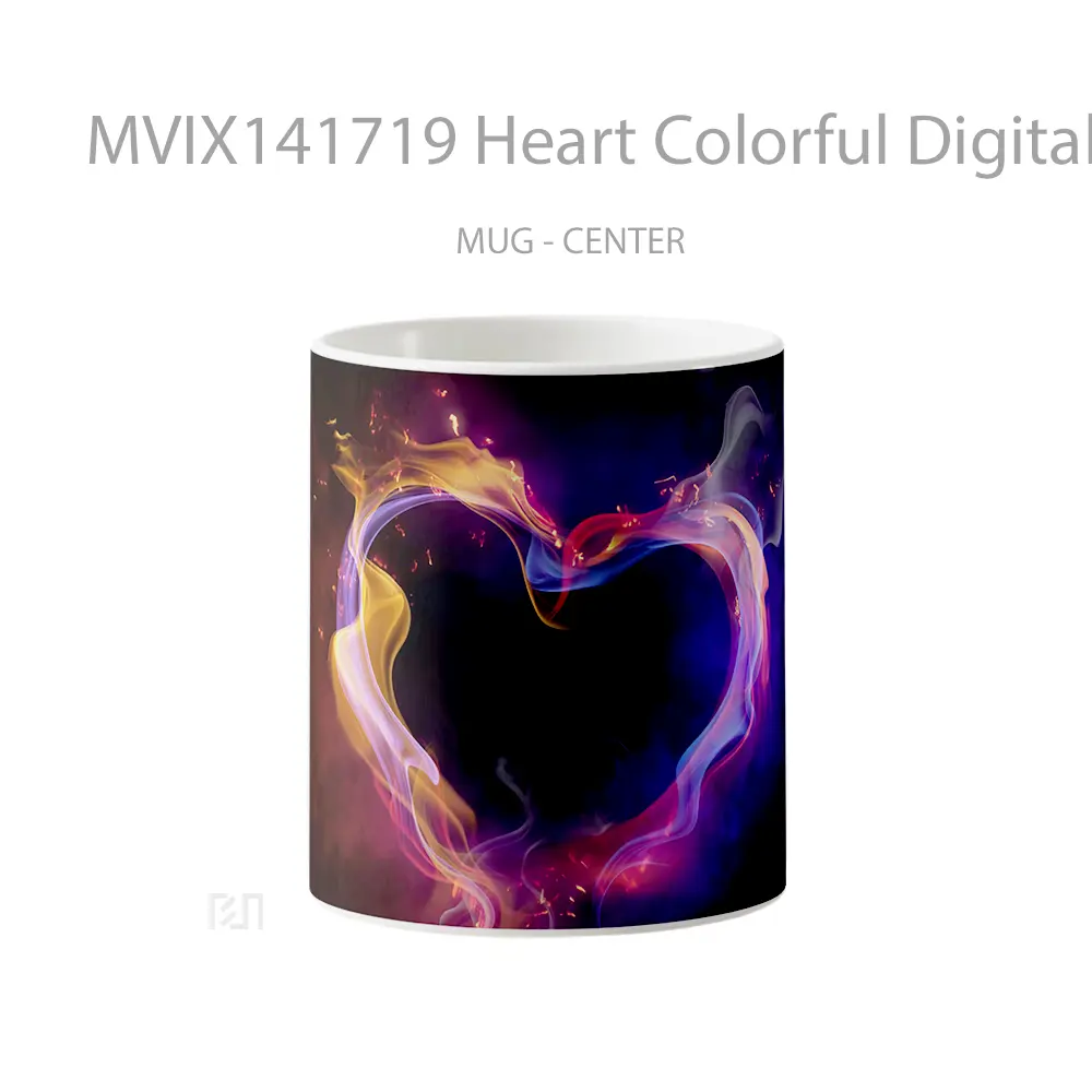 Mug Heart Colorful Digital Art Gelas Keramik Unik