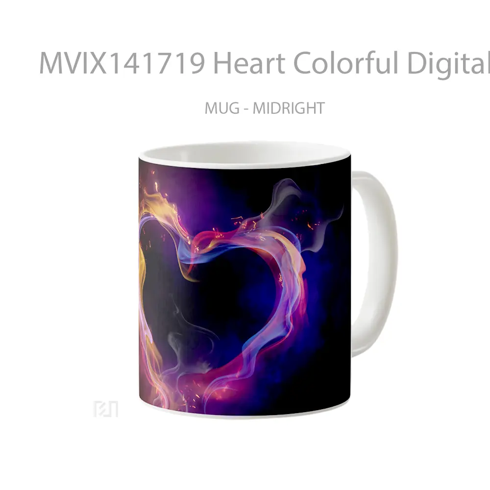 Mug Heart Colorful Digital Art Gelas Keramik Unik - All-side / Desain