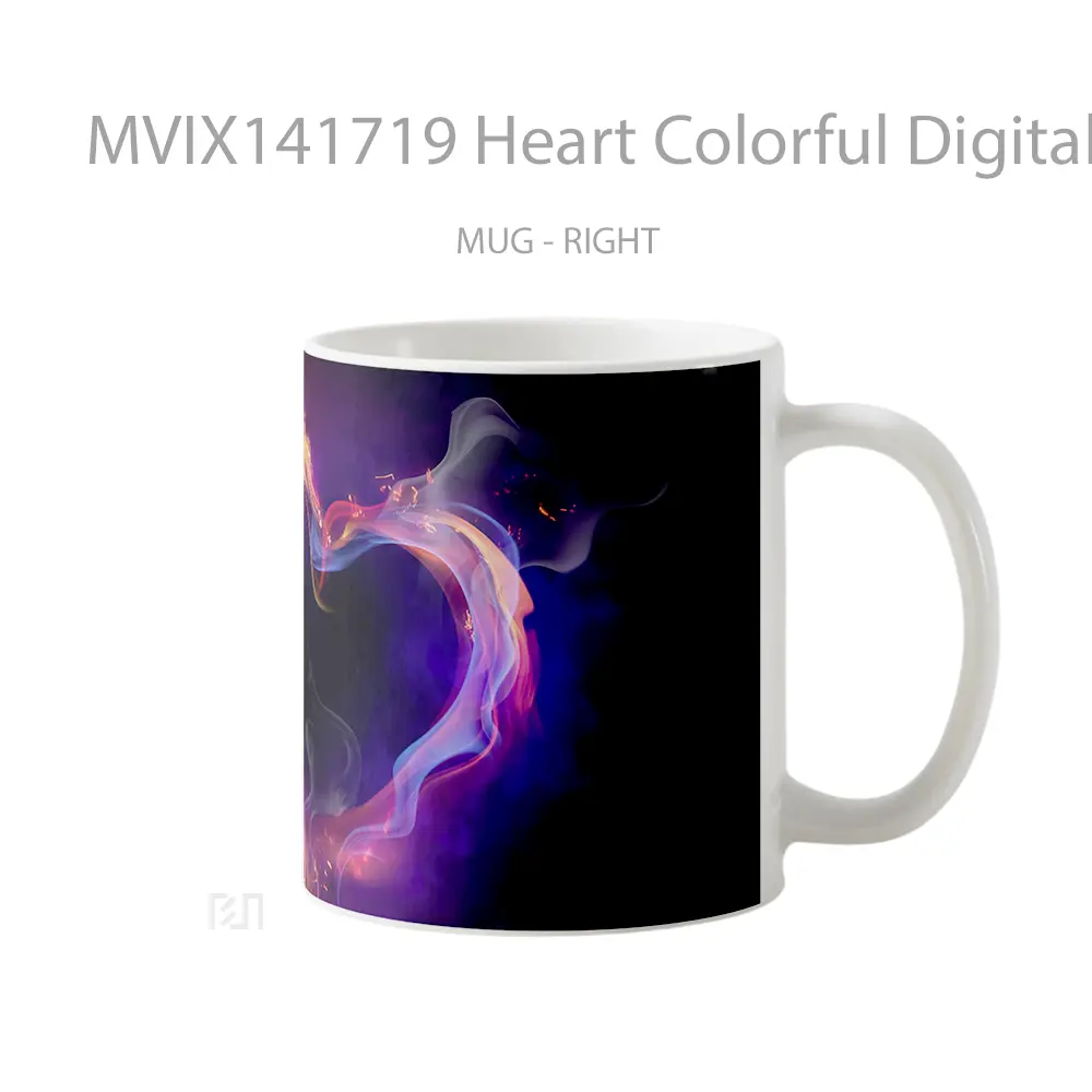 Mug Heart Colorful Digital Art Gelas Keramik Unik - All-side / Desain