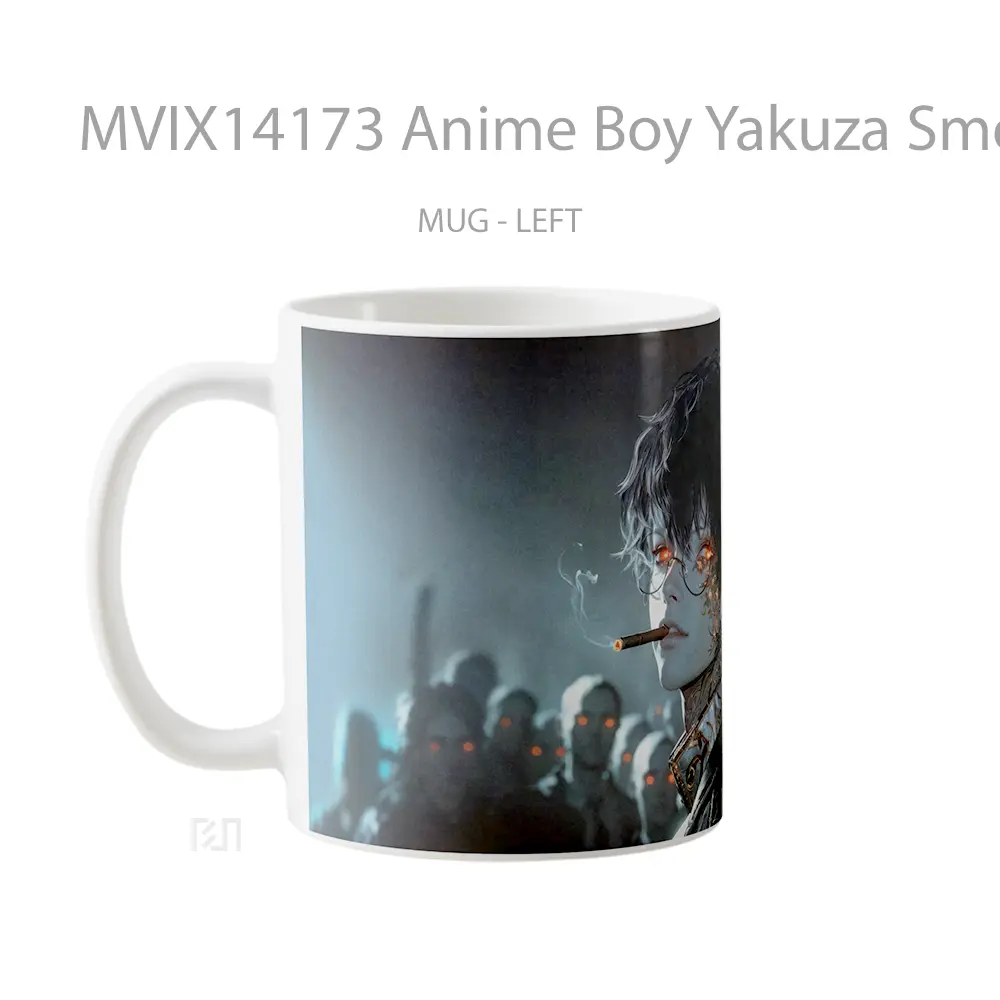 Mug Anime Boy Yakuza Smoking Glasses Cangkir Anime - All-side / Desain