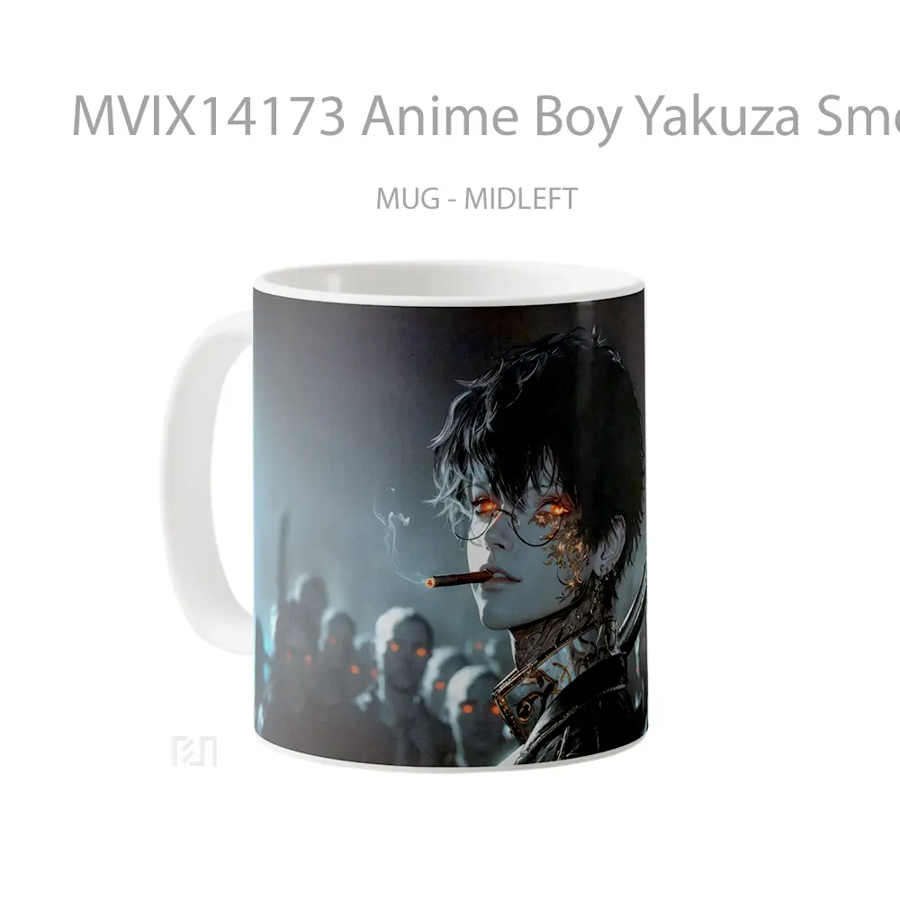 Mug Anime Boy Yakuza Smoking Glasses Cangkir Anime - All-side / Desain