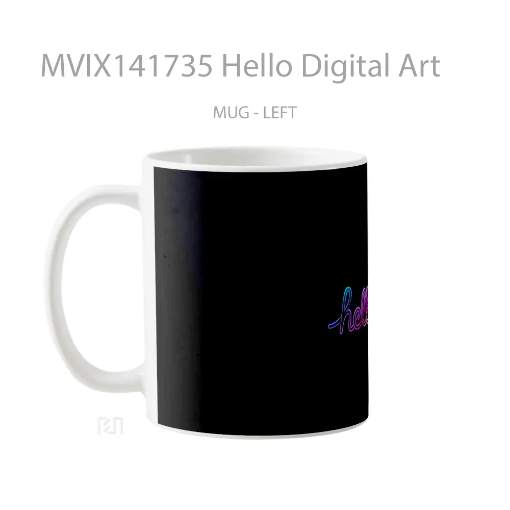 Mug Hello Digital Art Gelas Keramik Unik - All-side / Desain