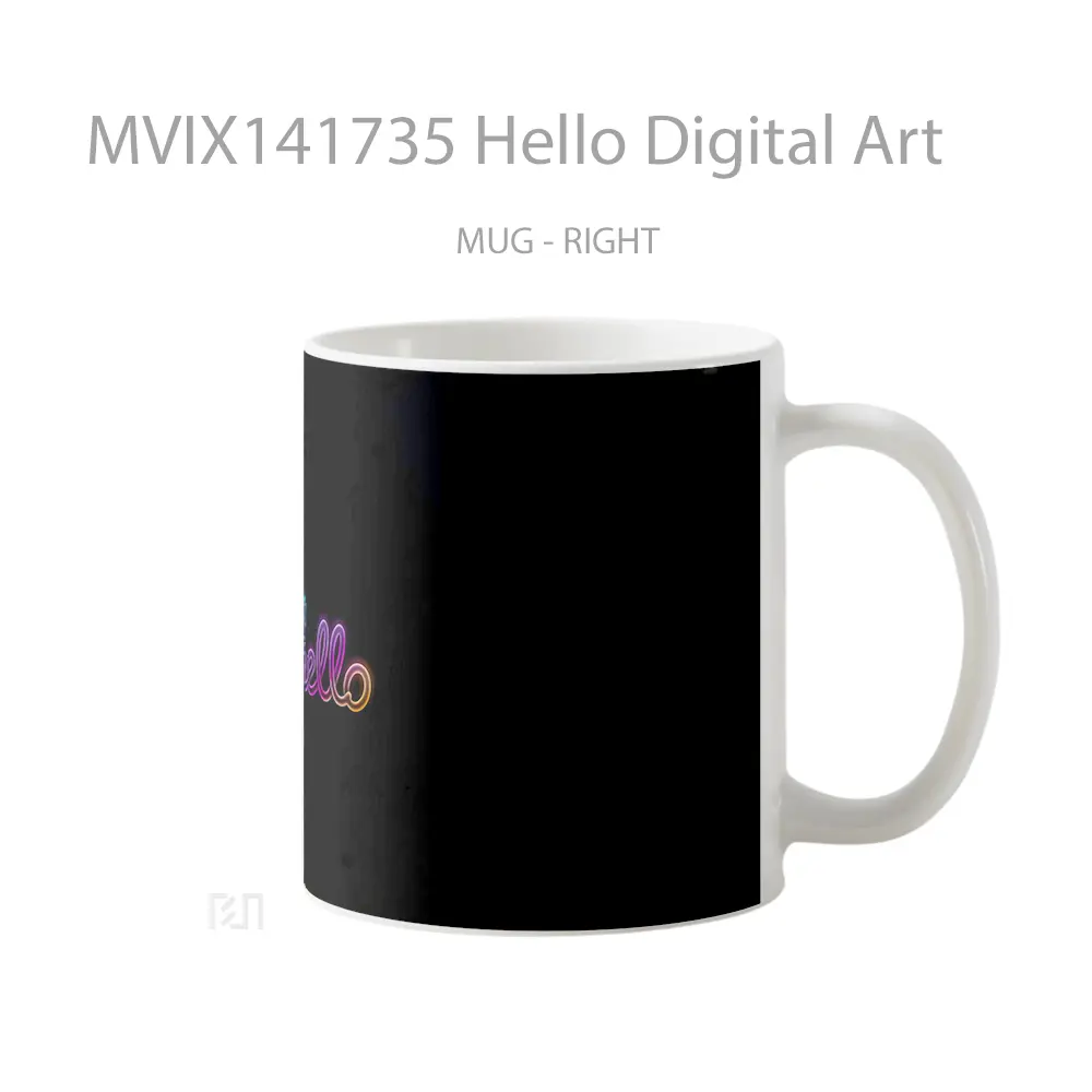 Mug Hello Digital Art Gelas Keramik Unik - All-side / Desain
