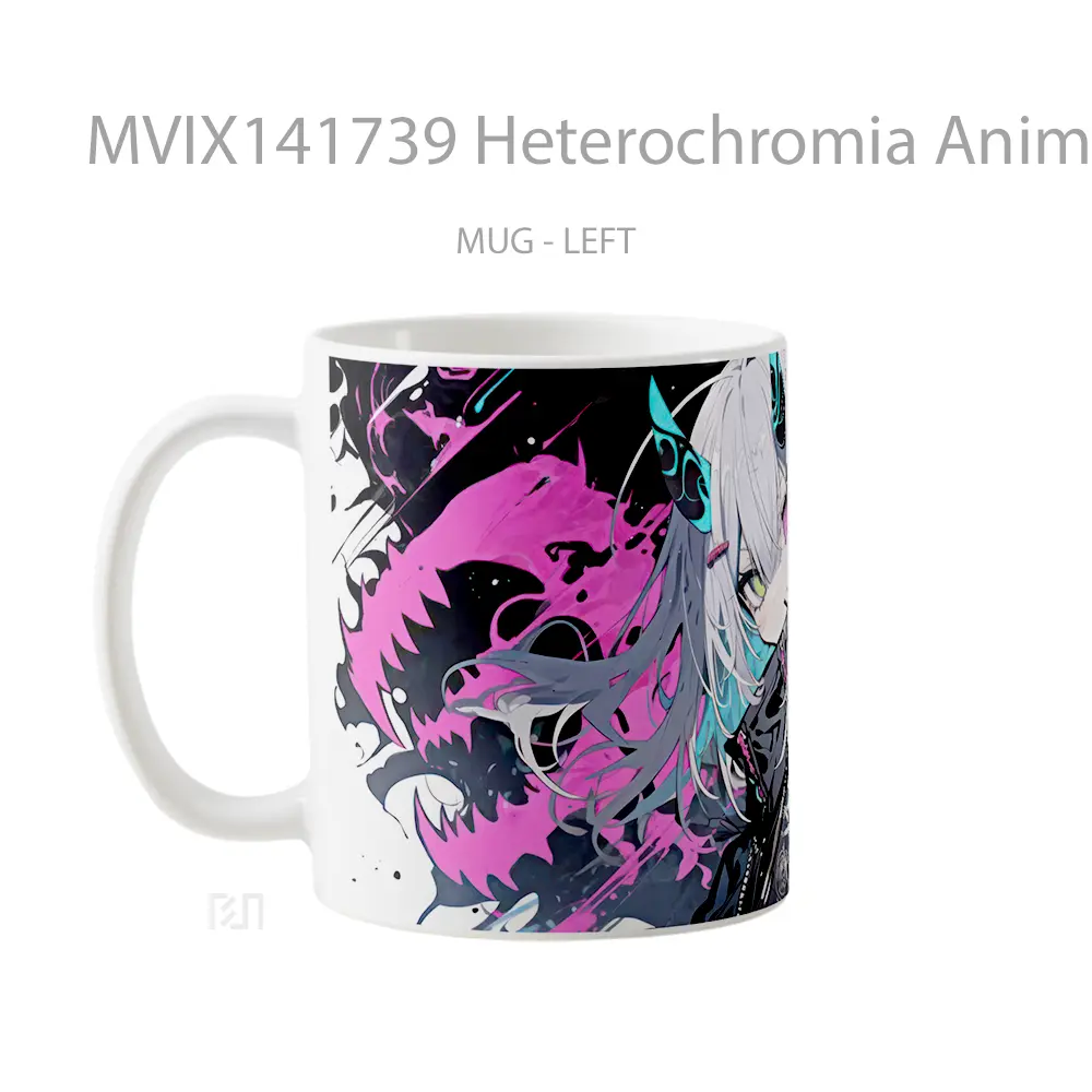 Mug Heterochromia Anime Girl Horn Cangkir Anime - All-side / Desain