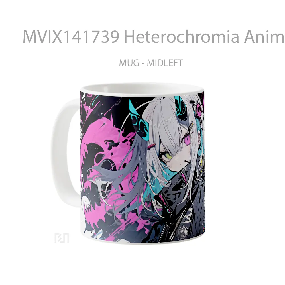 Mug Heterochromia Anime Girl Horn Cangkir Anime - All-side / Desain