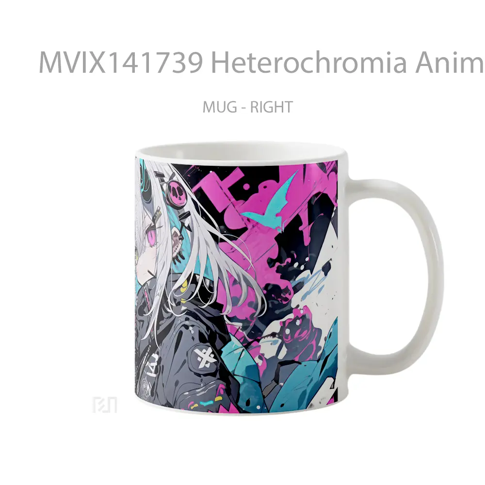 Mug Heterochromia Anime Girl Horn Cangkir Anime - All-side / Desain