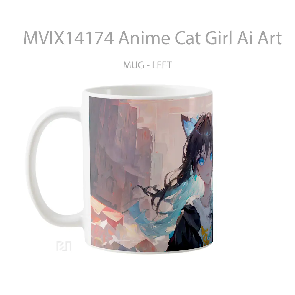 Mug Anime Cat Girl Ai Art Gelas Hewan Lucu - All-side / Desain