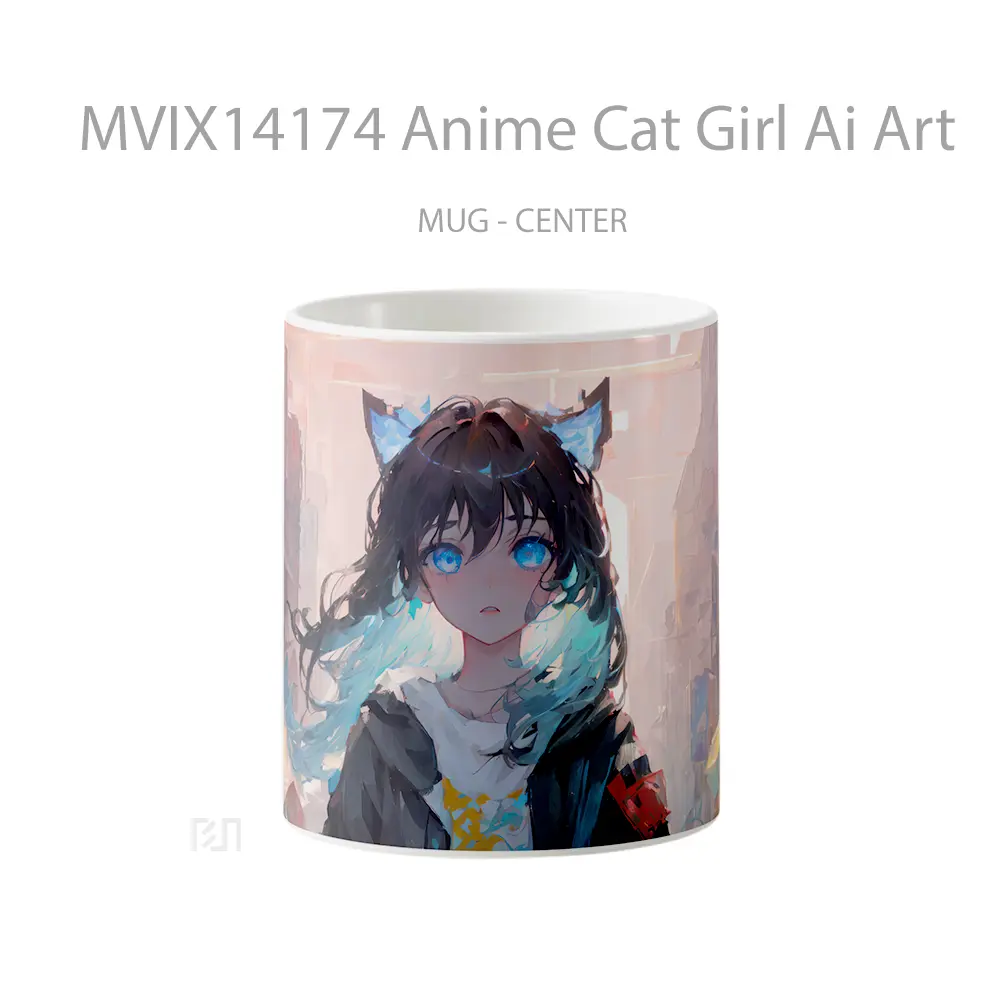 Mug Anime Cat Girl Ai Art Gelas Hewan Lucu