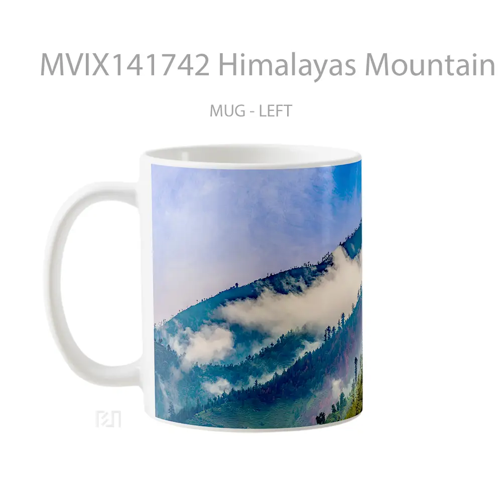 Mug Himalayas Mountain Fog Forest Scenery Gelas Pemandangan Alam - All-side / Desain