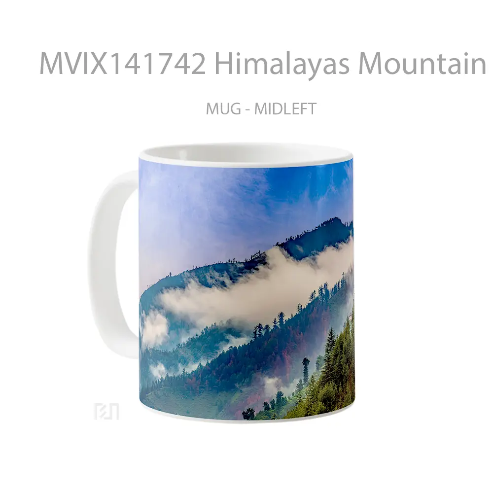 Mug Himalayas Mountain Fog Forest Scenery Gelas Pemandangan Alam - All-side / Desain