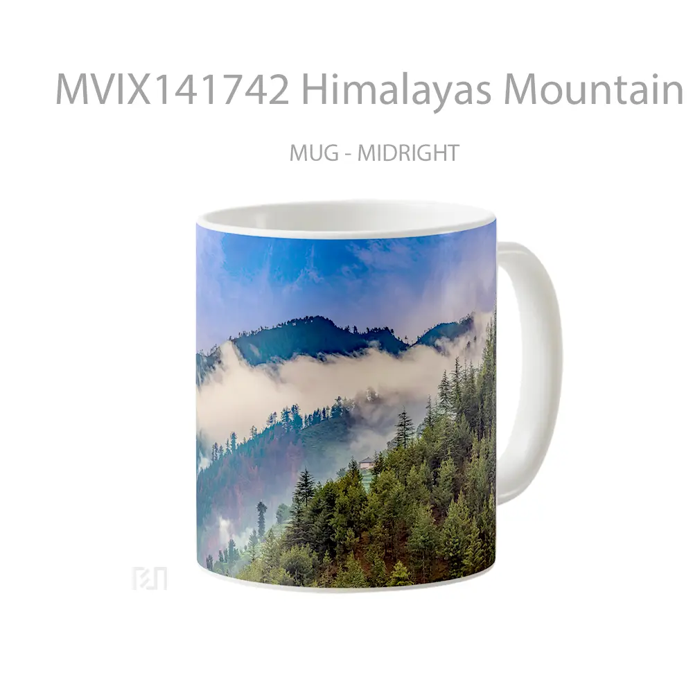 Mug Himalayas Mountain Fog Forest Scenery Gelas Pemandangan Alam - All-side / Desain