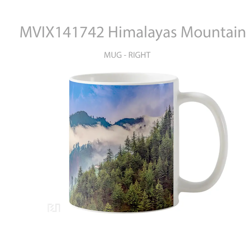Mug Himalayas Mountain Fog Forest Scenery Gelas Pemandangan Alam - All-side / Desain
