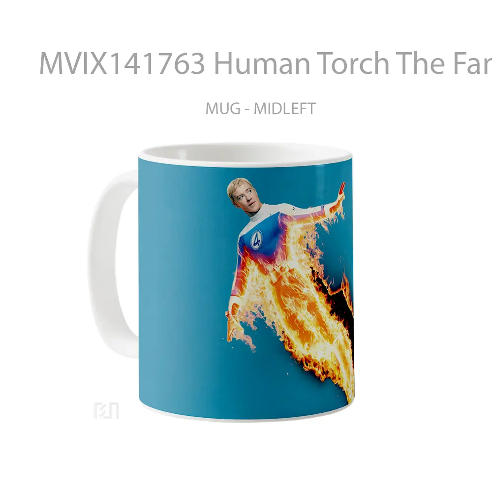 Mug Human Torch The Fantastic 4 First Steps Gelas Keramik Unik - All-side / Desain