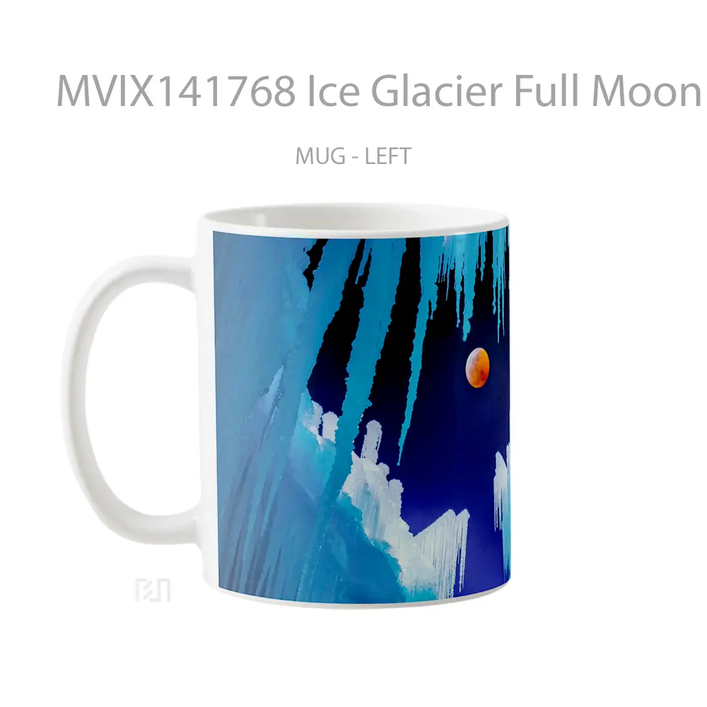 Mug Ice Glacier Full Moon Scenery Gelas Keramik Unik - All-side / Desain