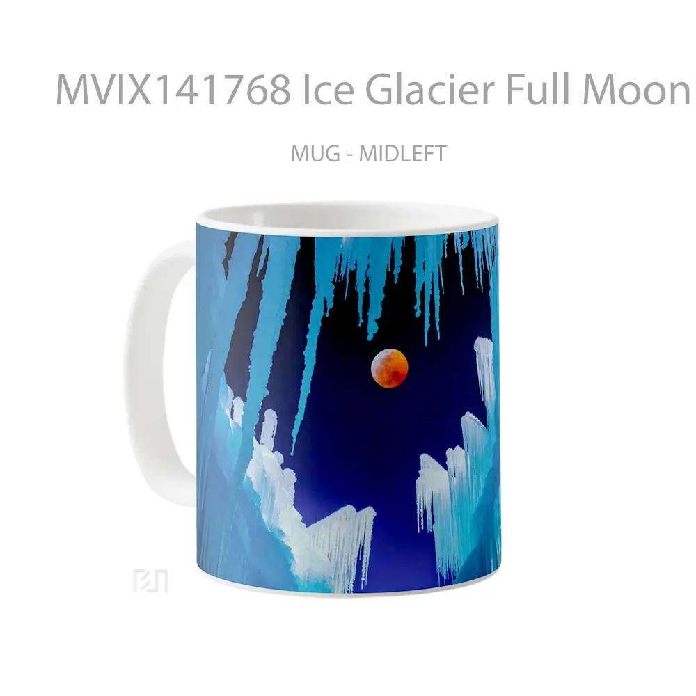 Mug Ice Glacier Full Moon Scenery Gelas Keramik Unik - All-side / Desain