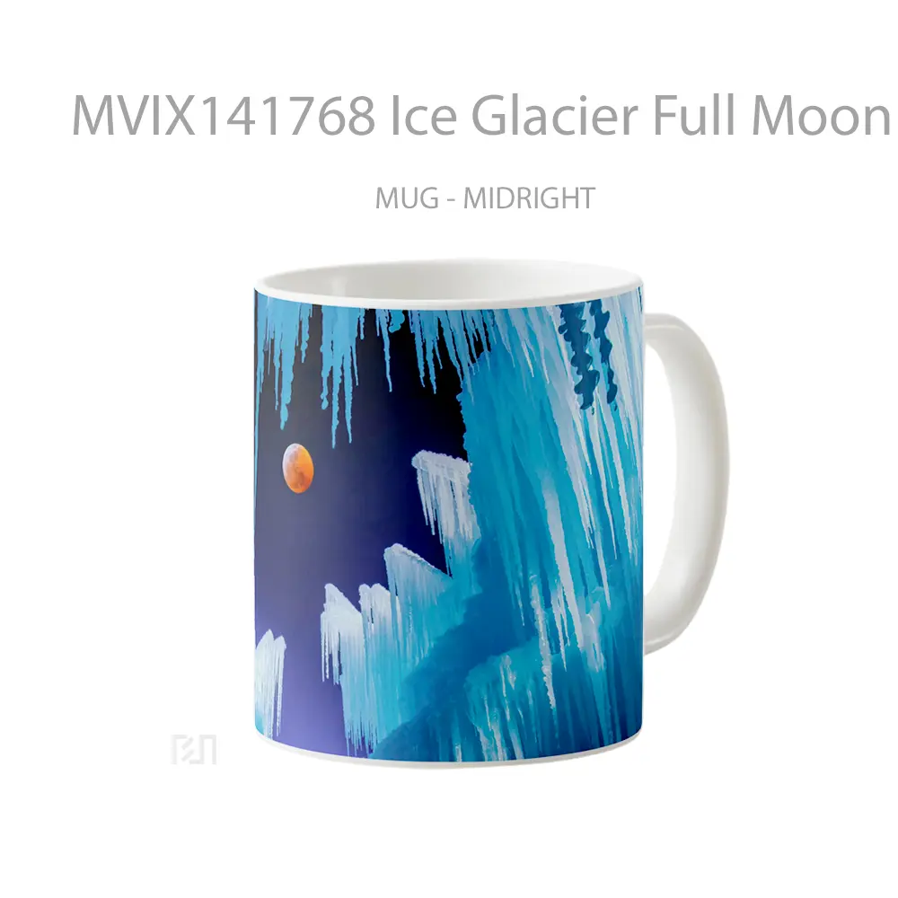 Mug Ice Glacier Full Moon Scenery Gelas Keramik Unik - All-side / Desain