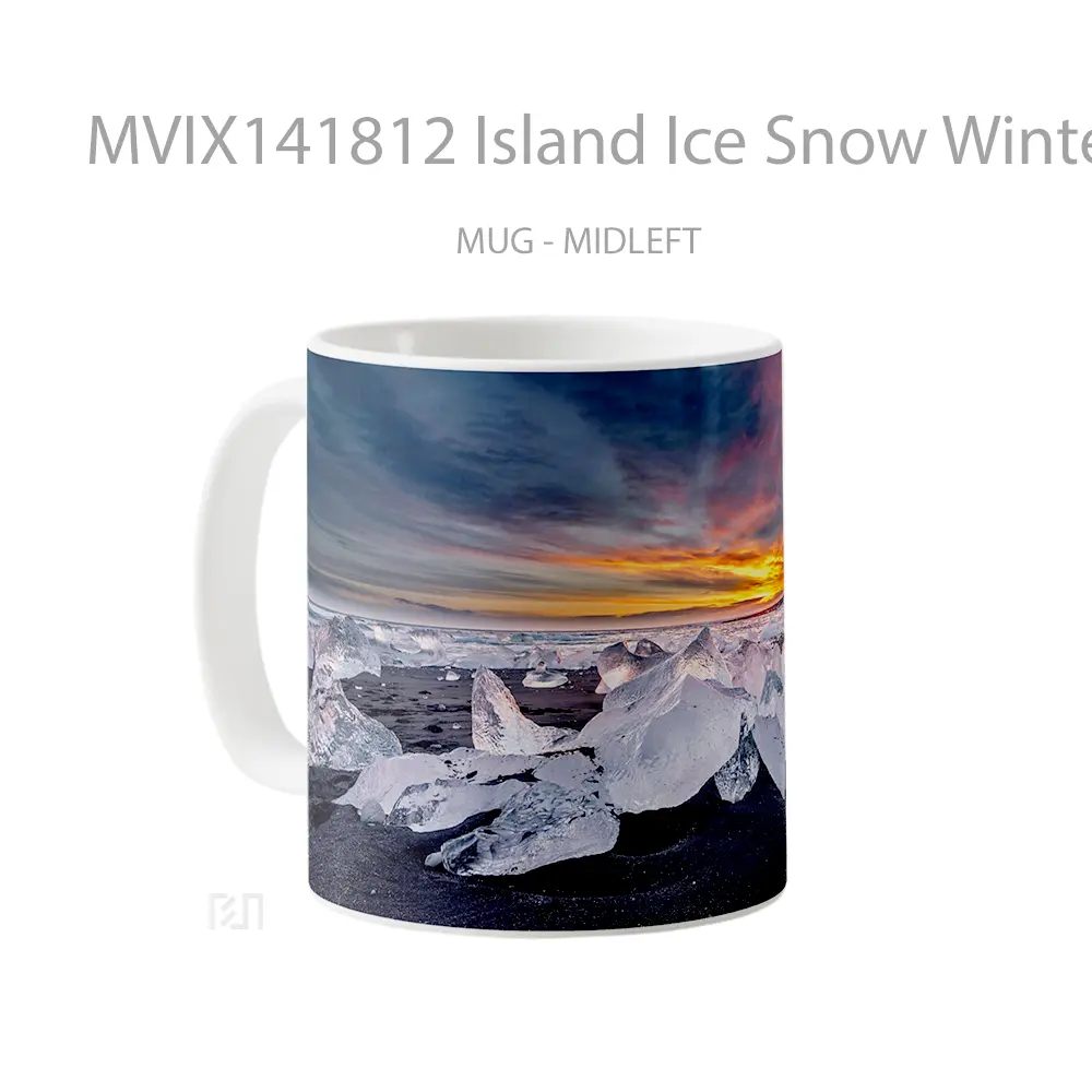 Mug Island Ice Snow Winter Sunset Scenery Gelas Pemandangan Alam - All-side / Desain