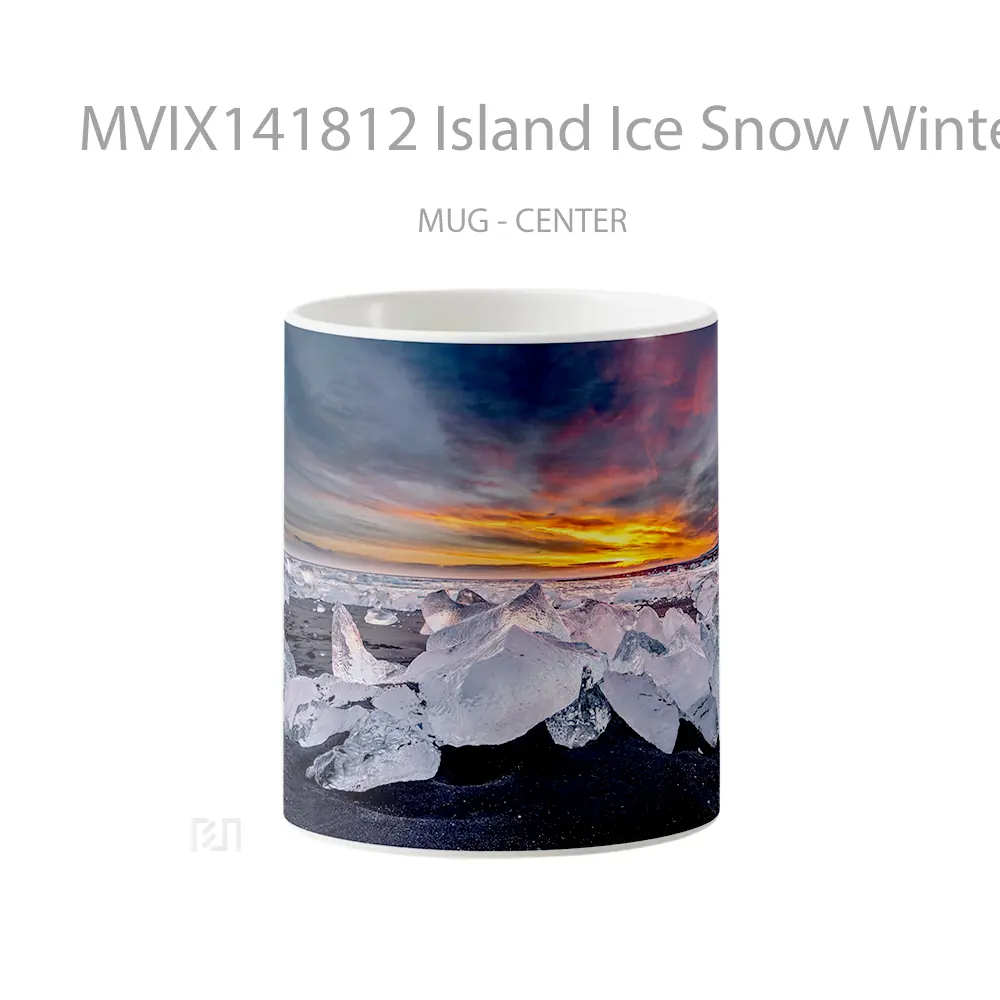 Mug Island Ice Snow Winter Sunset Scenery Gelas Pemandangan Alam