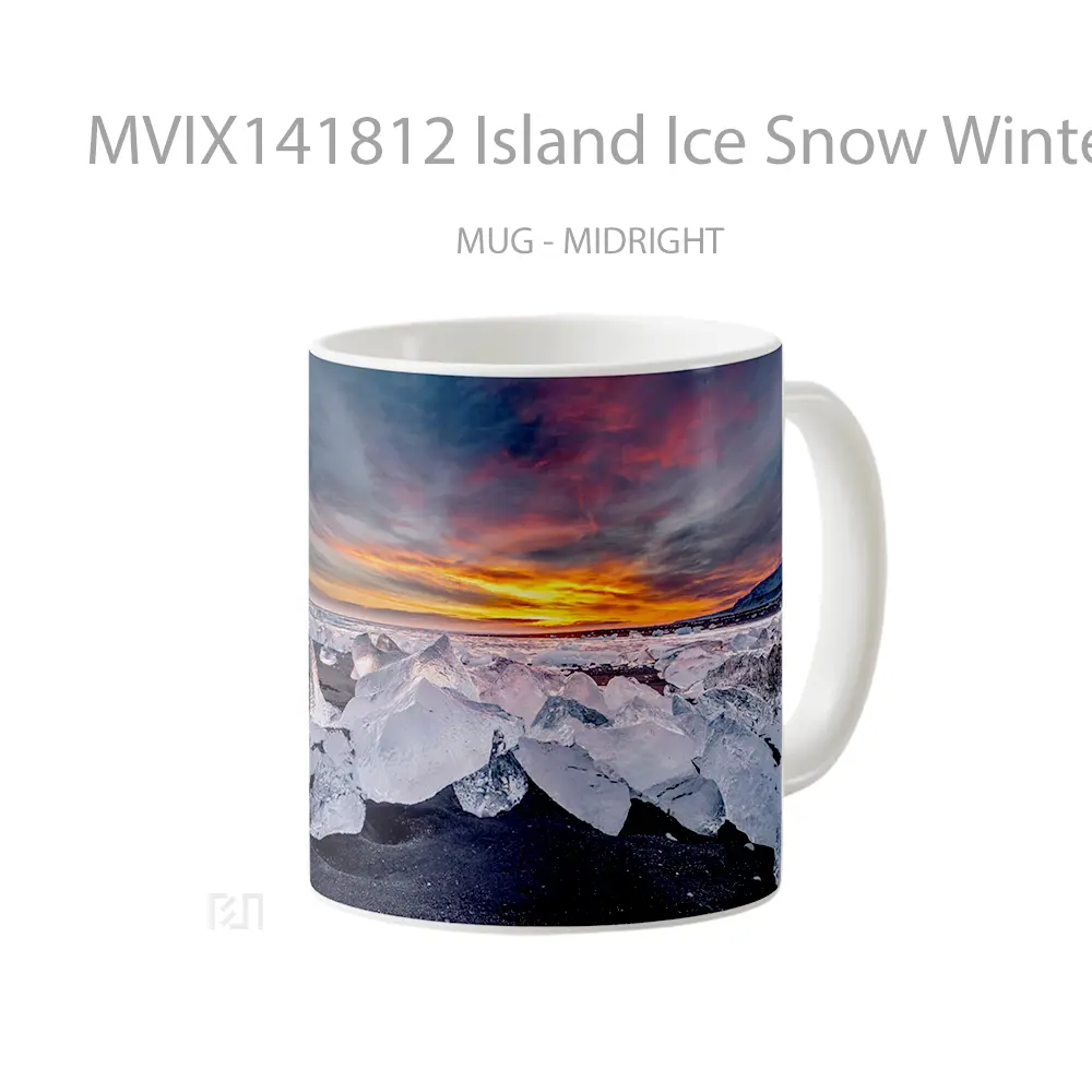 Mug Island Ice Snow Winter Sunset Scenery Gelas Pemandangan Alam - All-side / Desain