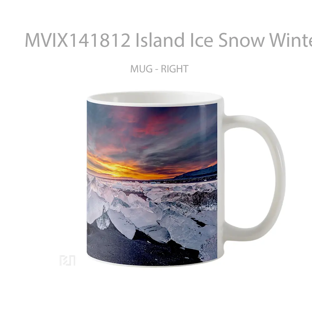 Mug Island Ice Snow Winter Sunset Scenery Gelas Pemandangan Alam - All-side / Desain