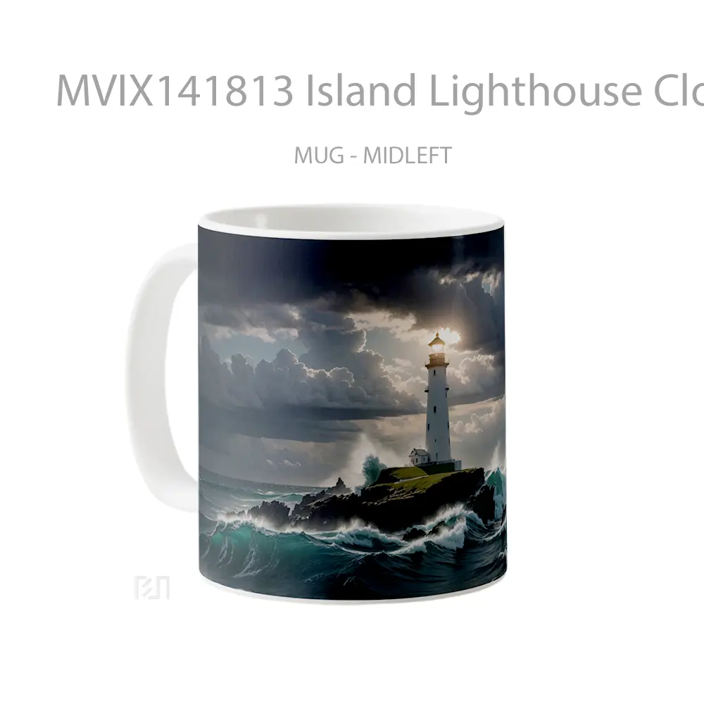 Mug Island Lighthouse Cloudy Sky Scenery Gelas Pemandangan Alam - All-side / Desain