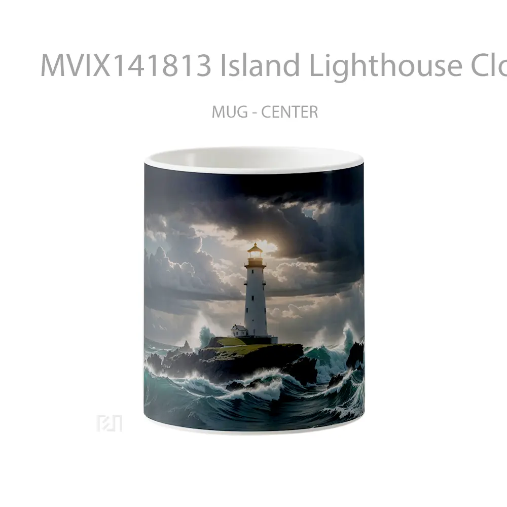 Mug Island Lighthouse Cloudy Sky Scenery Gelas Pemandangan Alam