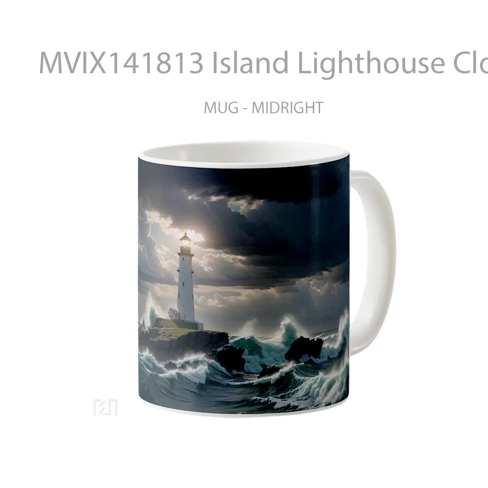 Mug Island Lighthouse Cloudy Sky Scenery Gelas Pemandangan Alam - All-side / Desain
