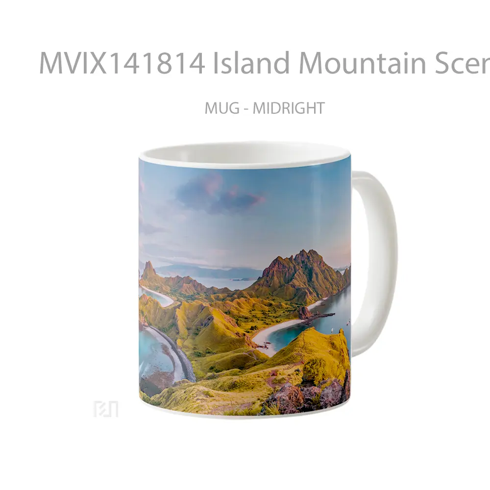 Mug Island Mountain Scenery Gelas Pemandangan Alam - All-side / Desain