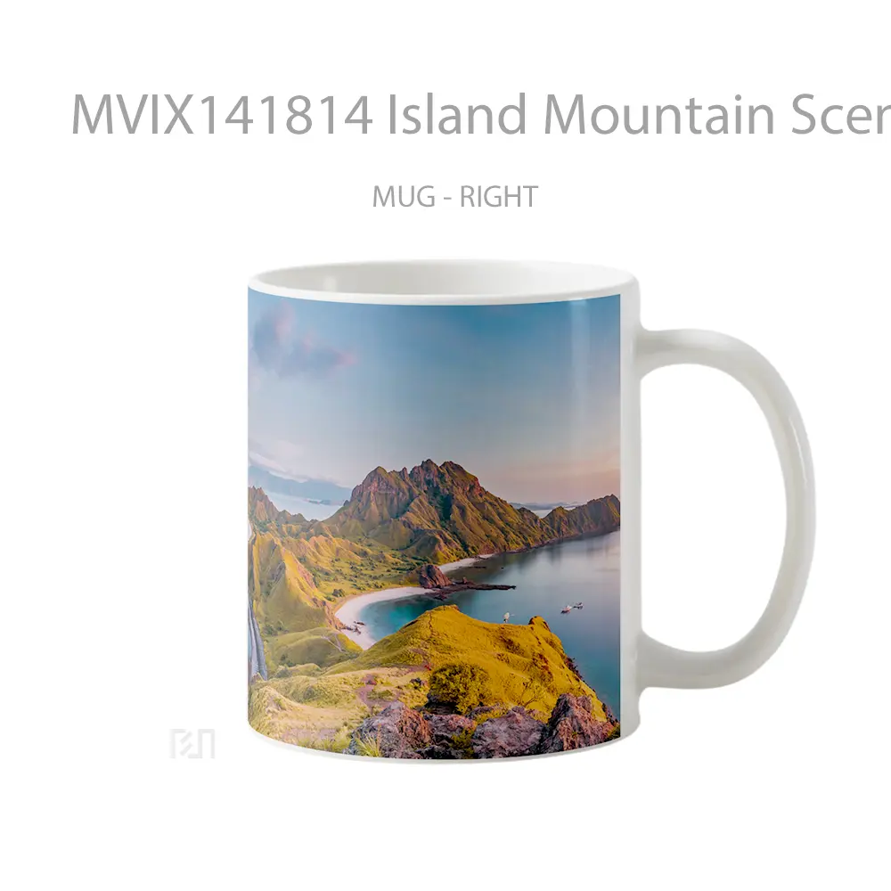 Mug Island Mountain Scenery Gelas Pemandangan Alam - All-side / Desain