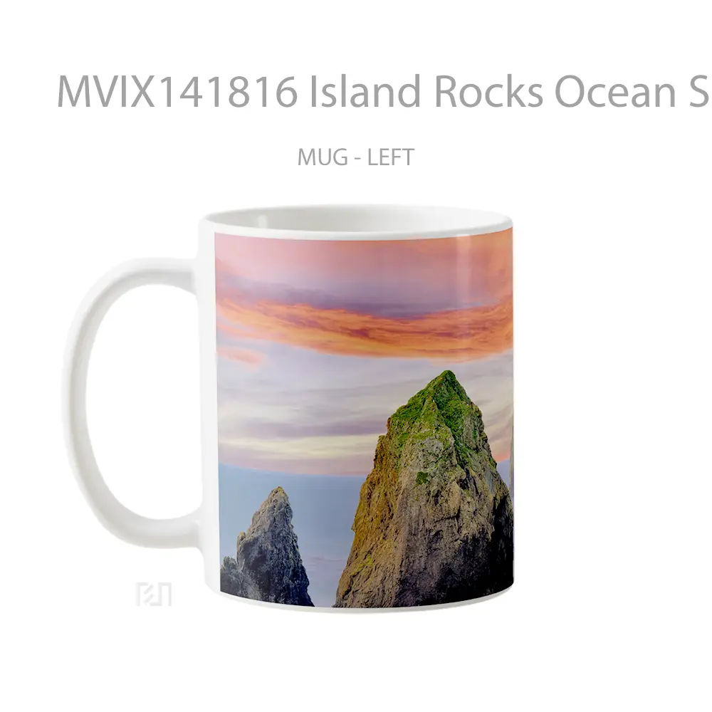 Mug Island Rocks Ocean Sunset Scenery Gelas Pemandangan Alam - All-side / Desain