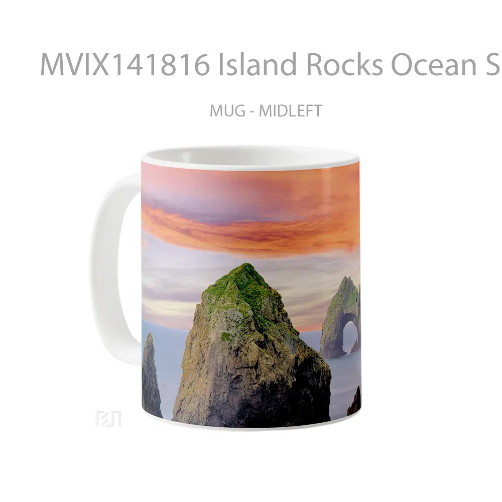 Mug Island Rocks Ocean Sunset Scenery Gelas Pemandangan Alam - All-side / Desain