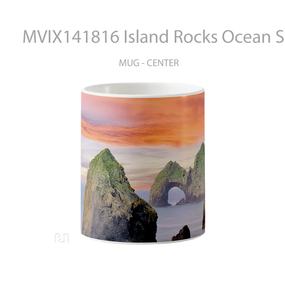 Mug Island Rocks Ocean Sunset Scenery Gelas Pemandangan Alam