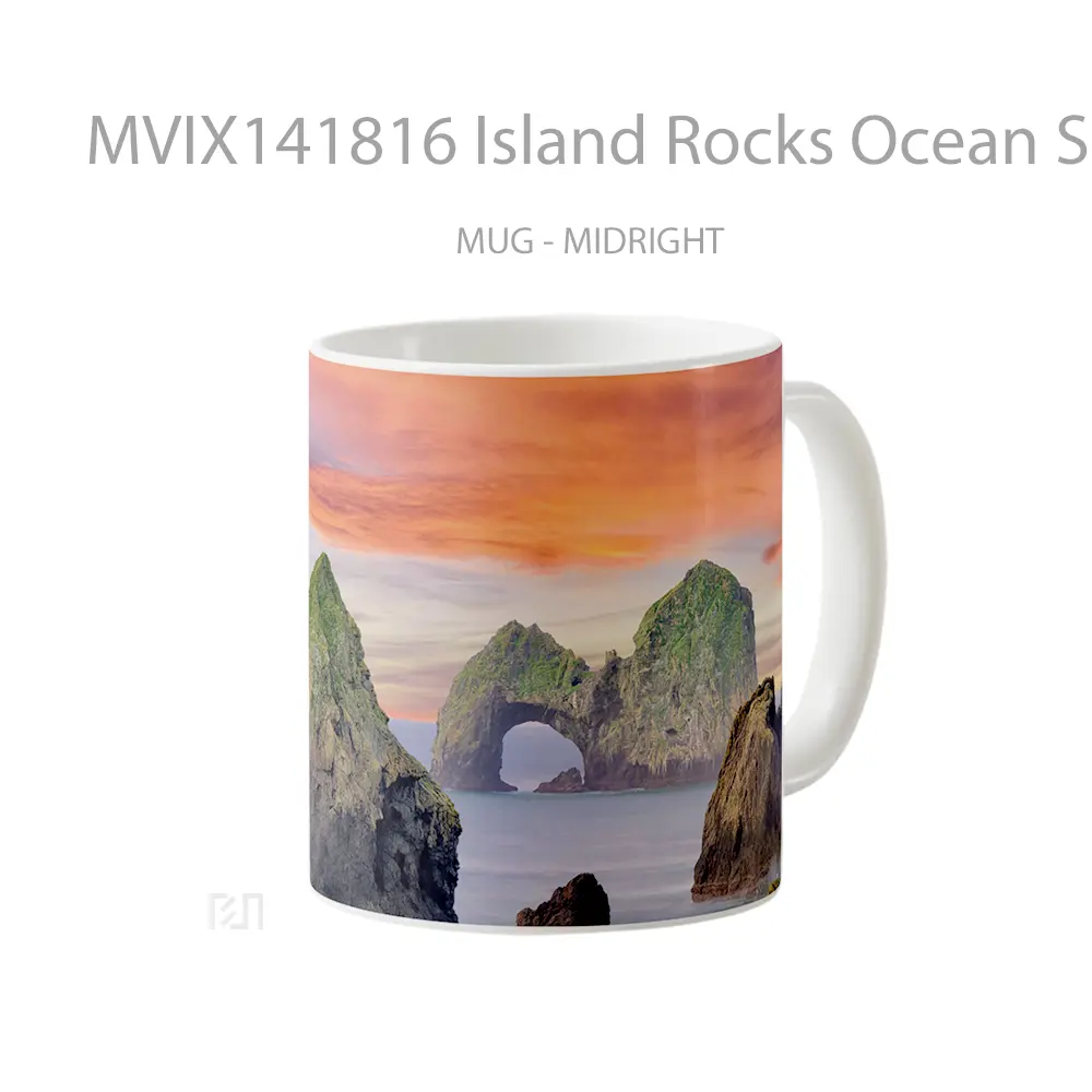 Mug Island Rocks Ocean Sunset Scenery Gelas Pemandangan Alam - All-side / Desain