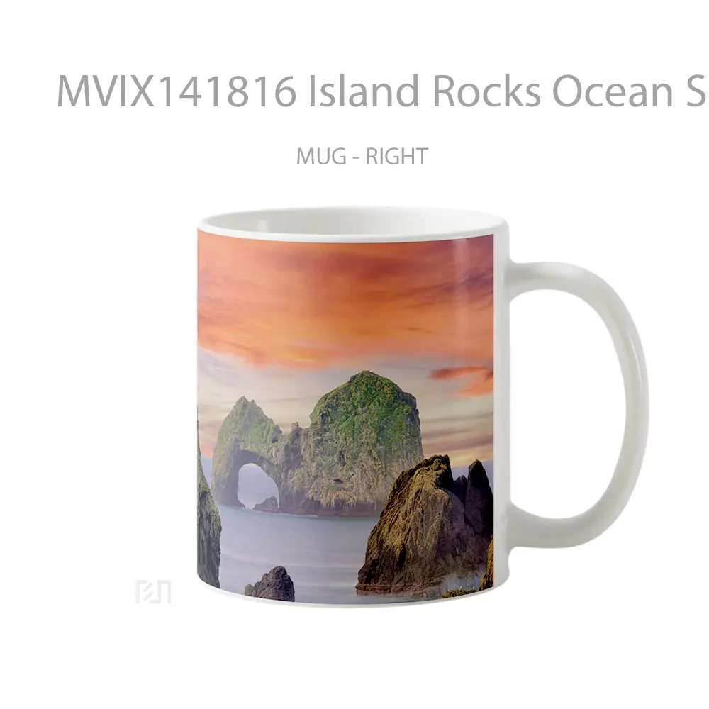 Mug Island Rocks Ocean Sunset Scenery Gelas Pemandangan Alam - All-side / Desain