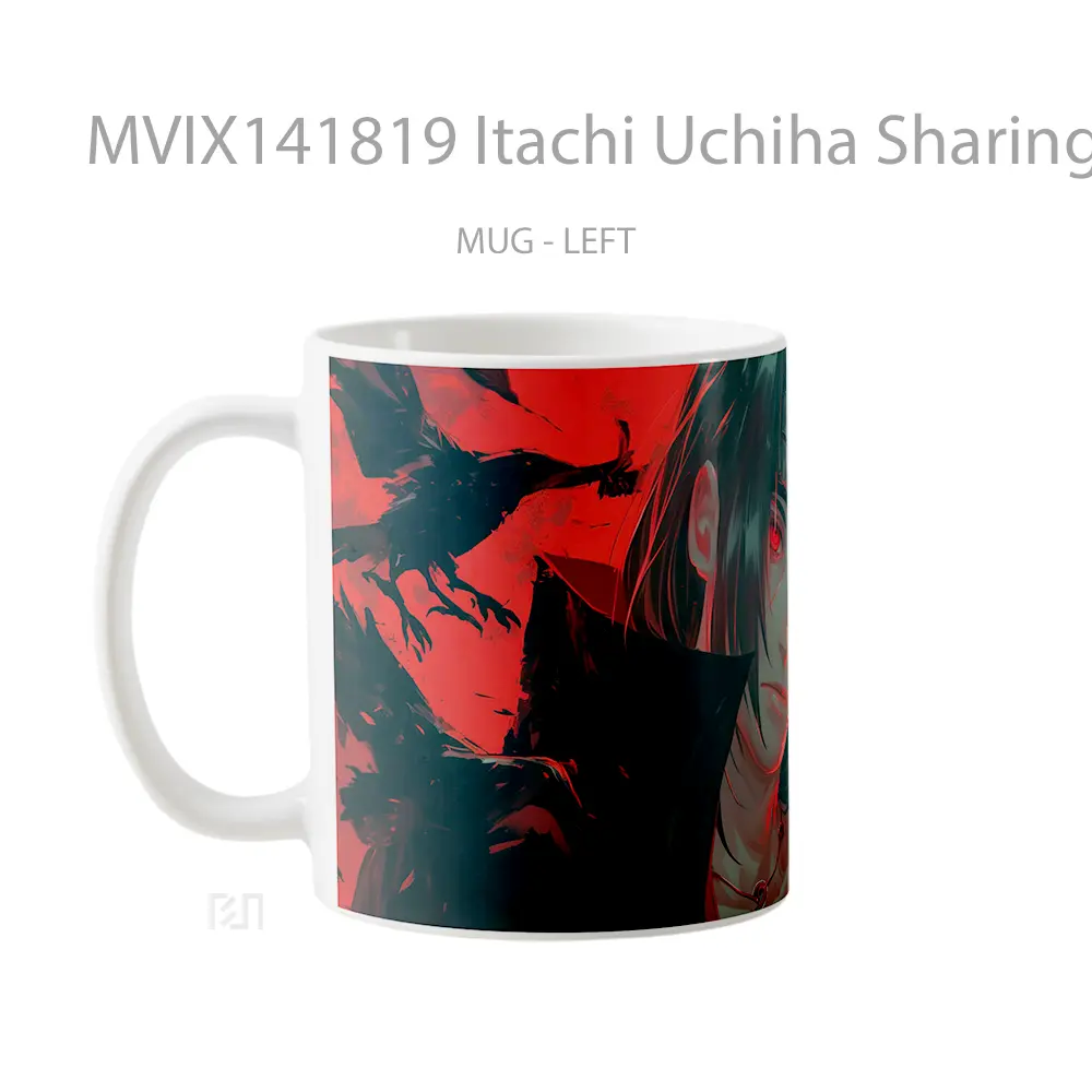 Mug Itachi Uchiha Sharingan Crow Akatsuki Gelas Keramik Unik - All-side / Desain