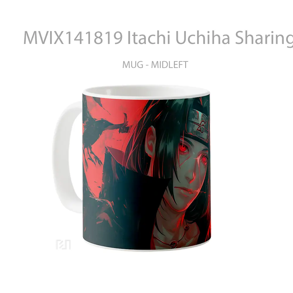 Mug Itachi Uchiha Sharingan Crow Akatsuki Gelas Keramik Unik - All-side / Desain