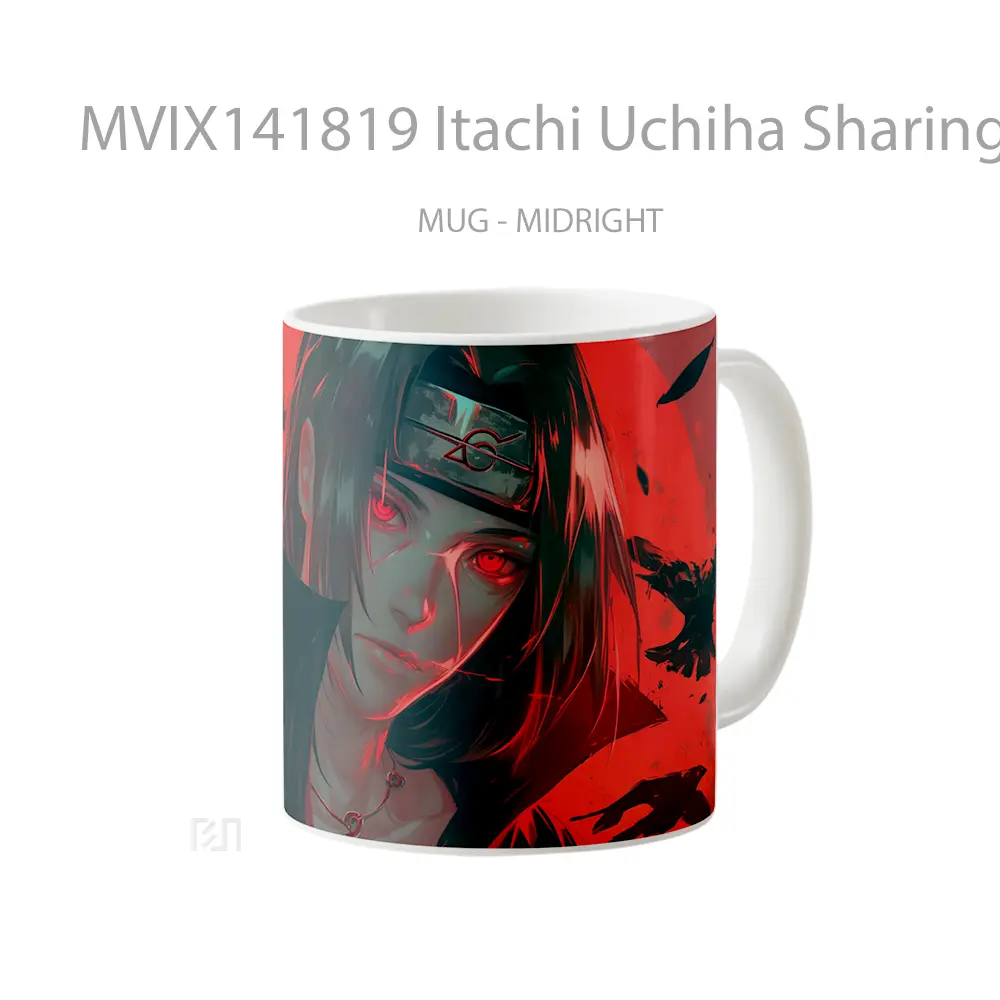 Mug Itachi Uchiha Sharingan Crow Akatsuki Gelas Keramik Unik - All-side / Desain