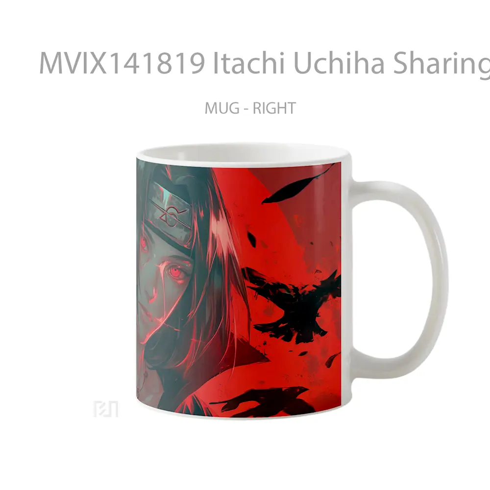 Mug Itachi Uchiha Sharingan Crow Akatsuki Gelas Keramik Unik - All-side / Desain