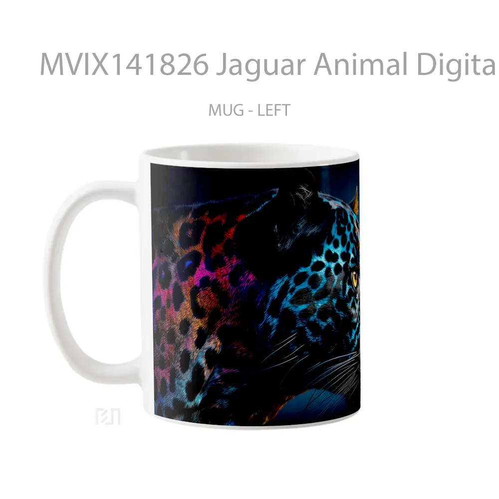 Mug Jaguar Animal Digital Art Gelas Hewan Lucu - All-side / Desain