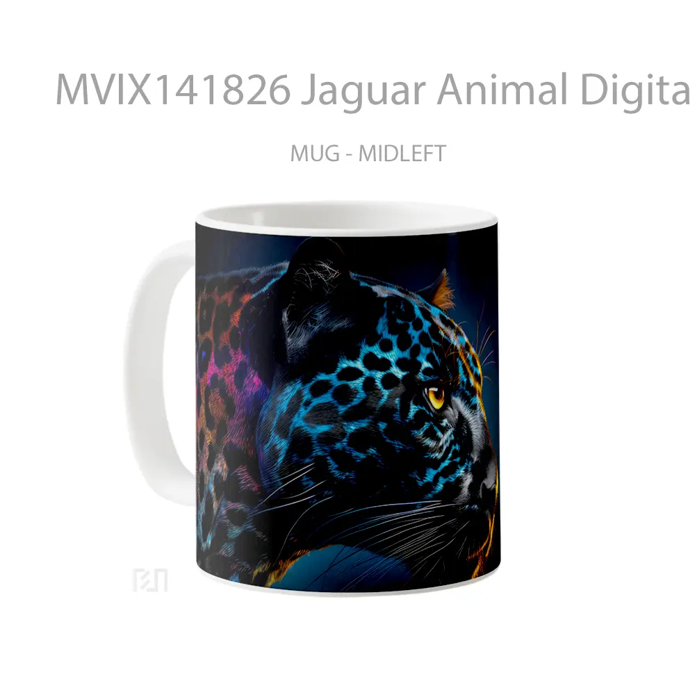 Mug Jaguar Animal Digital Art Gelas Hewan Lucu - All-side / Desain
