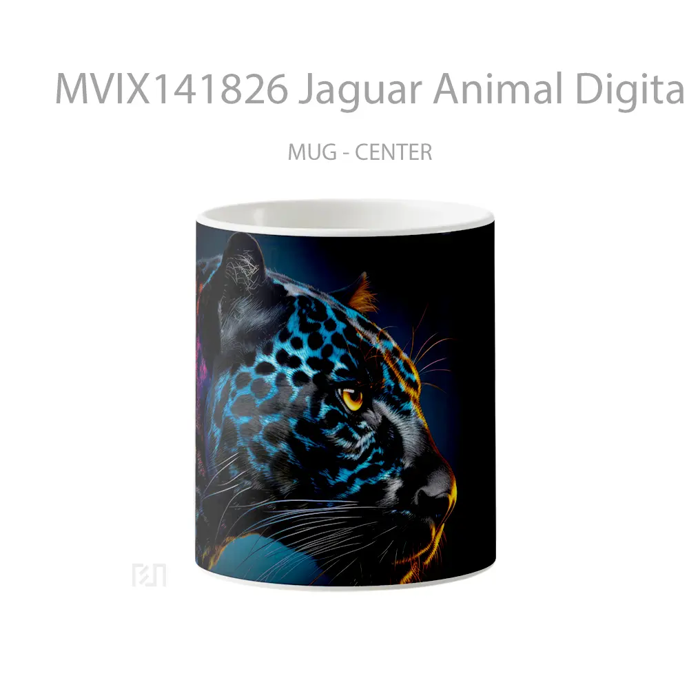 Mug Jaguar Animal Digital Art Gelas Hewan Lucu