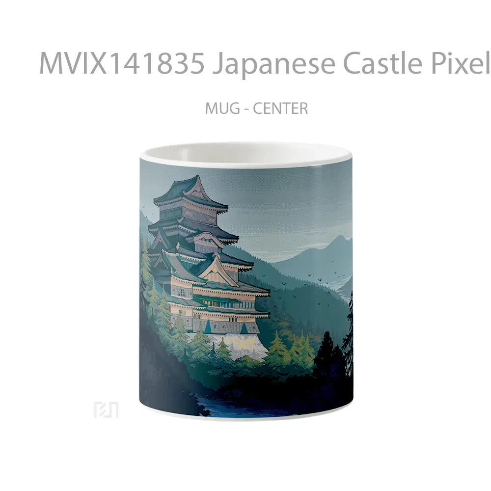 Mug Japanese Castle Pixel Digital Art Scenery Gelas Keramik Unik